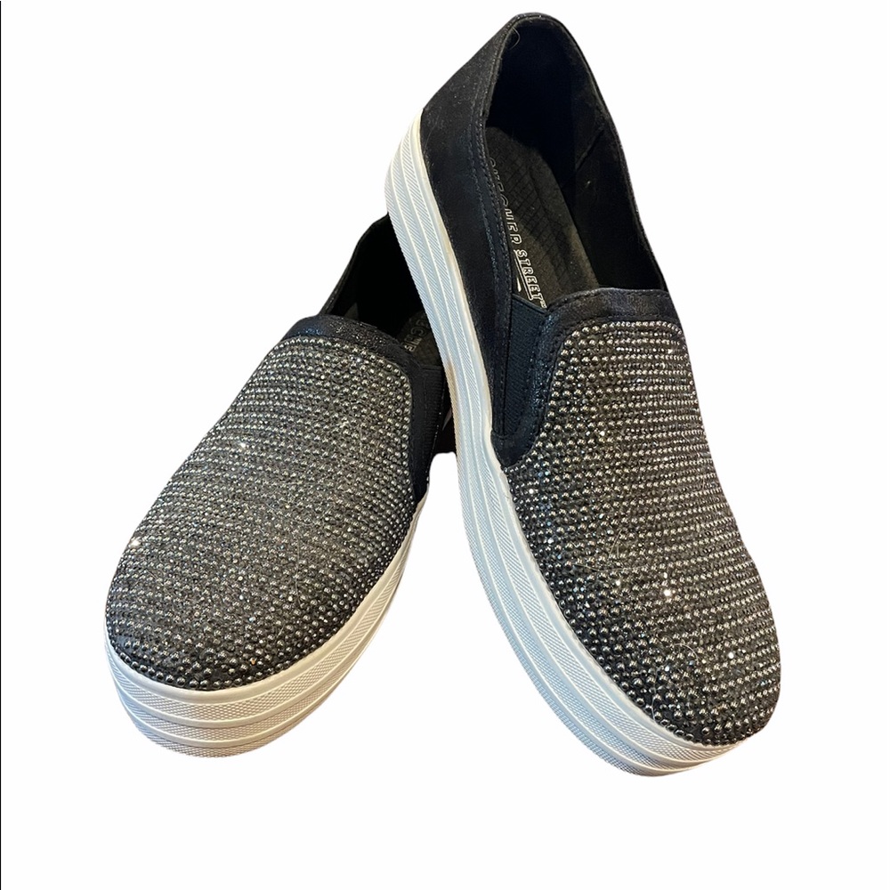 Skecher Memory Foam Bling and Black Slides Size 8